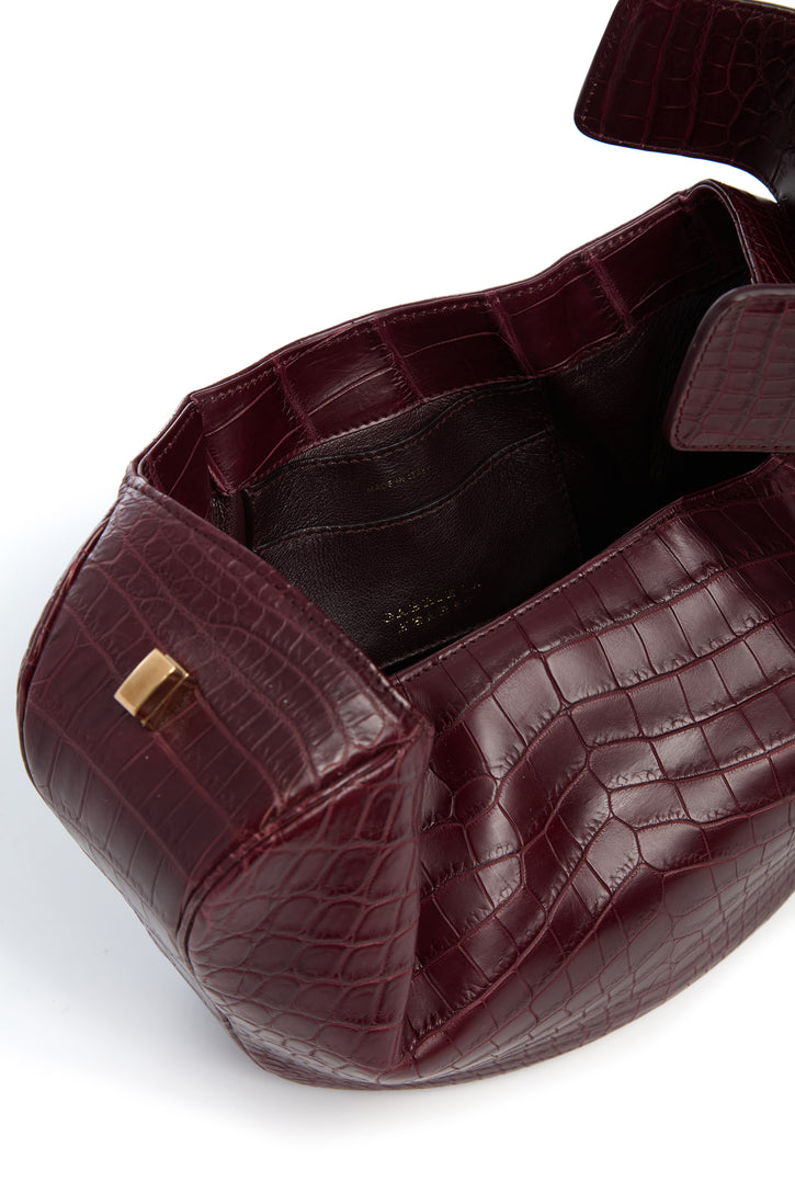 Nina Bag in Bordeaux Crocodile Leather