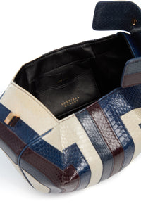 Nina Bag in Bordeaux, Navy & Ivory Stripes Snakeskin