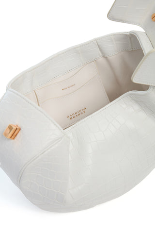 Ivory Crocodile Leather Nina Bag - Interior Detail, Made in Italy Stamp & Card Slot | Gabriela Hearst