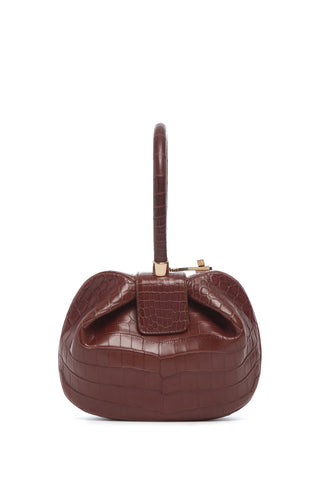 Cognac Crocodile Leather Nina Bag - Front View Open | Gabriela Hearst