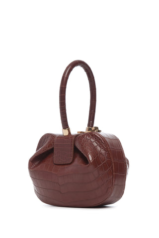 Cognac Crocodile Leather Nina Bag - Side View | Gabriela Hearst
