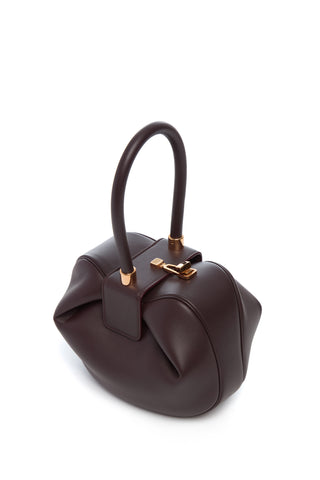 Bordeaux Nappa Leather Nina Bag - Angled View with Hardware Detail | Gabriela Hearst