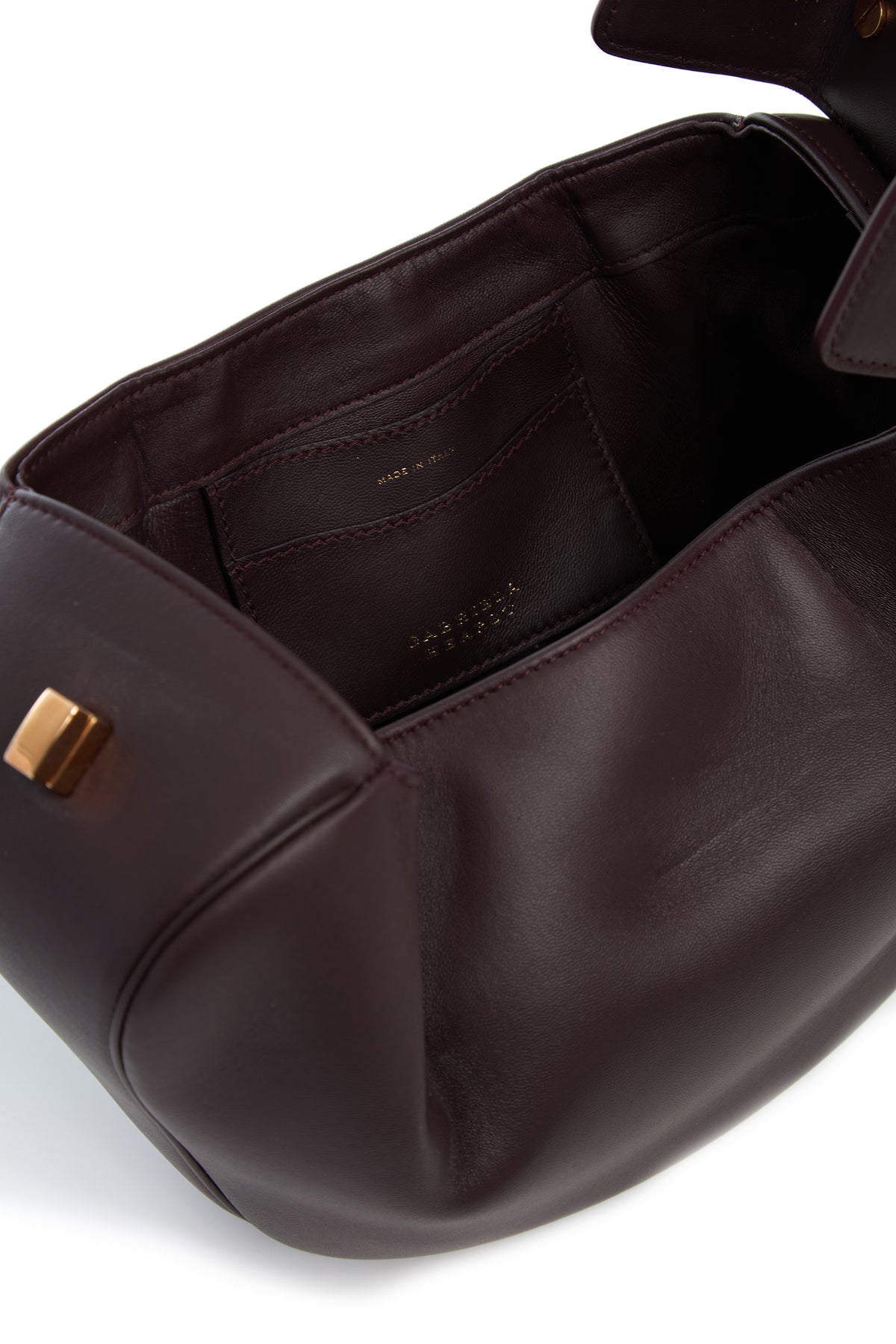 Nina Bag in Bordeaux Nappa Leather with Crocodile Leather Handle
