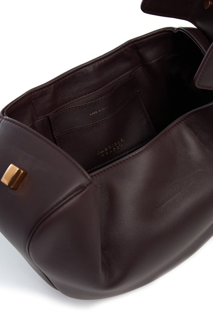 Nina Bag in Bordeaux Nappa Leather with Crocodile Leather Handle