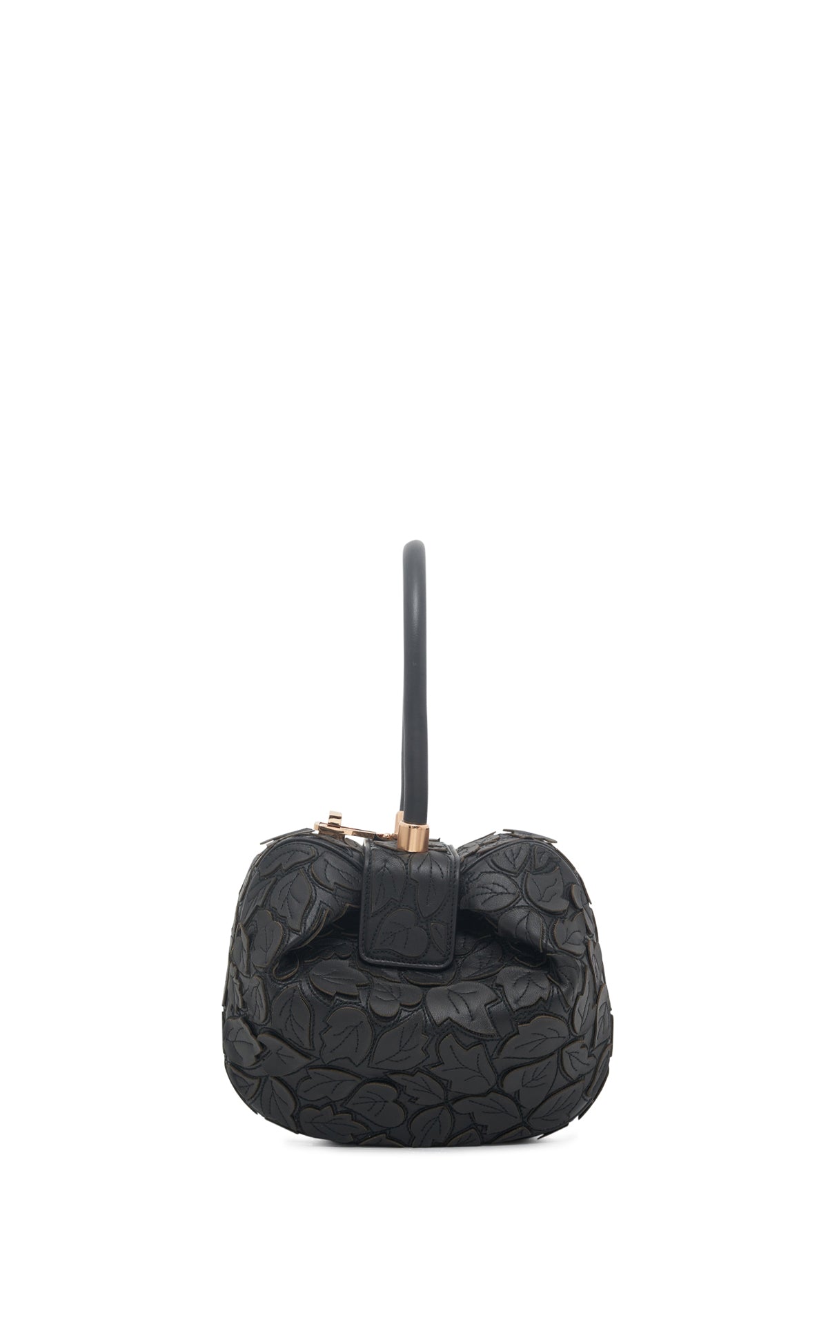 Demi Leaves Embroidery Back in Black Leather