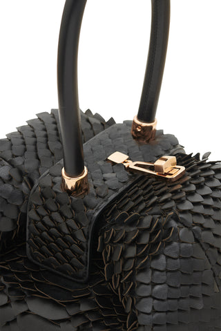 Black Snake Scale Nina Bag - Rose Gold Hardware Detail | Gabriela Hearst