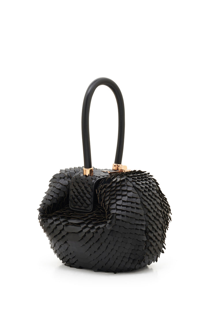 Nina Bag in Black Leather Snake Scales