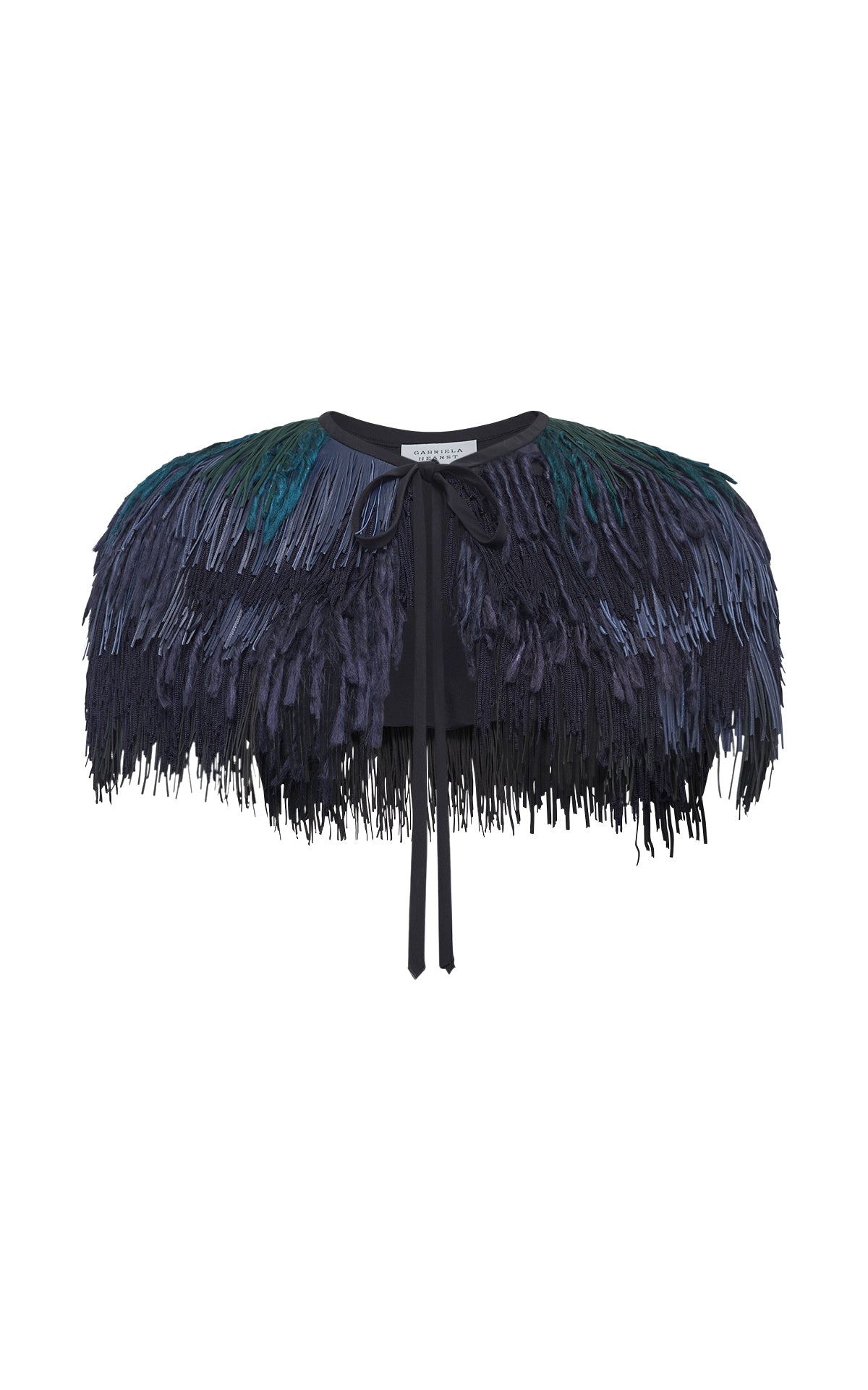 Nyx Fringe Cape in Navy Multi Silk