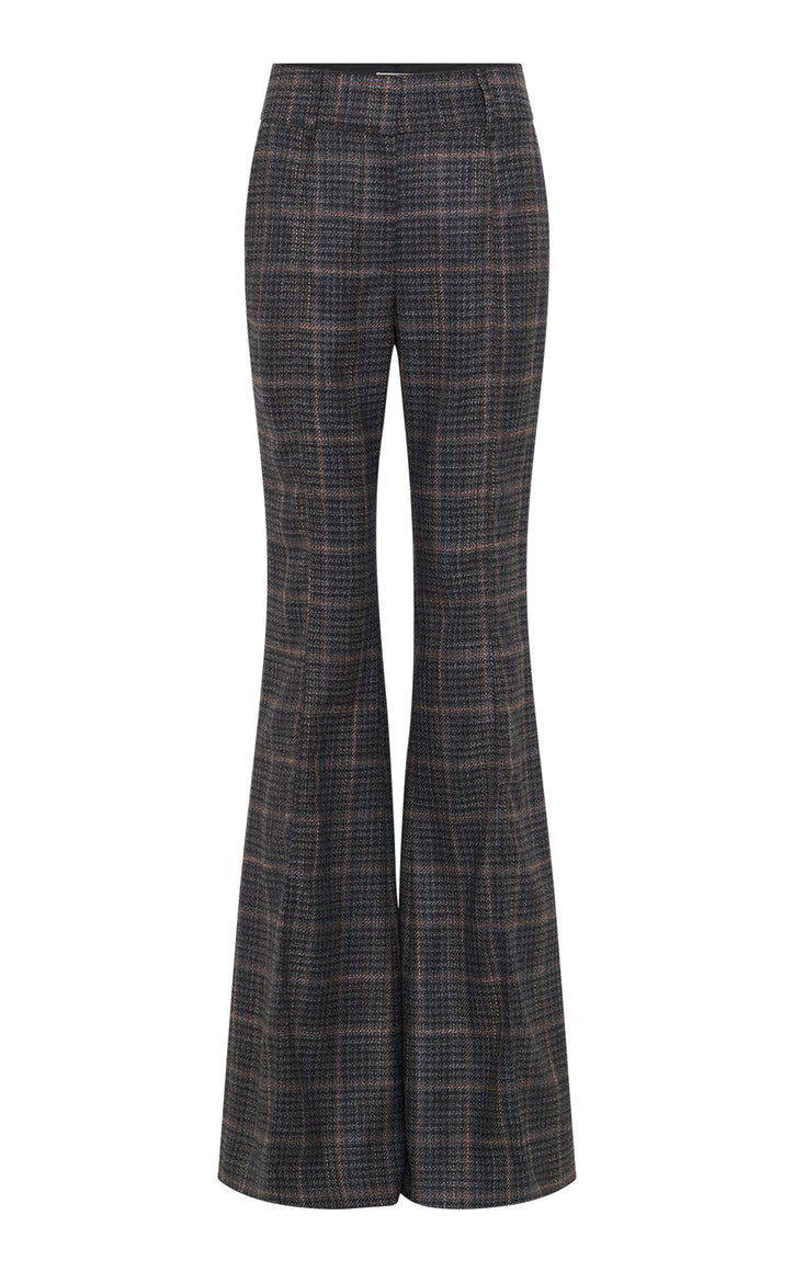 Rhein Flare Pant in Charcoal Multi Wool Silk Clubcheck Plaid