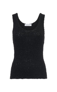 Flynn Knit Tank Top in Black Silk Boucle