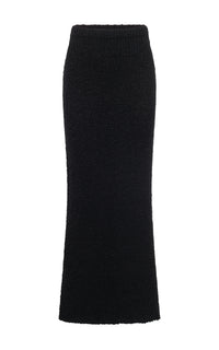 Frea Knit Maxi Skirt in Black Silk Boucle