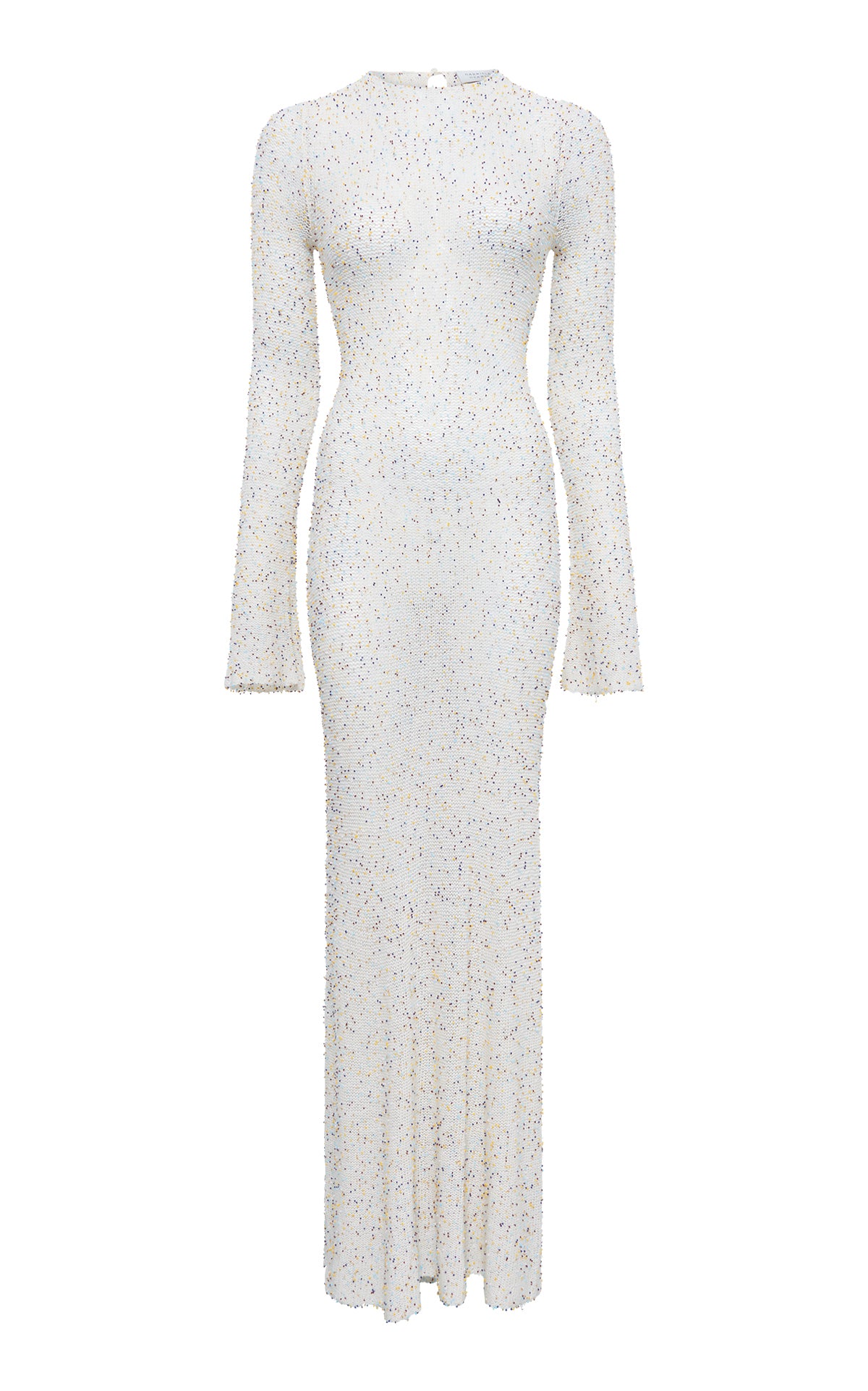 Chandra Knit Dress in Ivory & Silver Beaded Cashmere