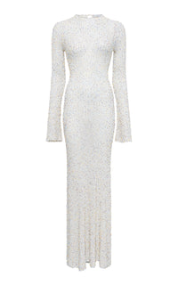 Chandra Knit Dress in Ivory & Silver Beaded Cashmere