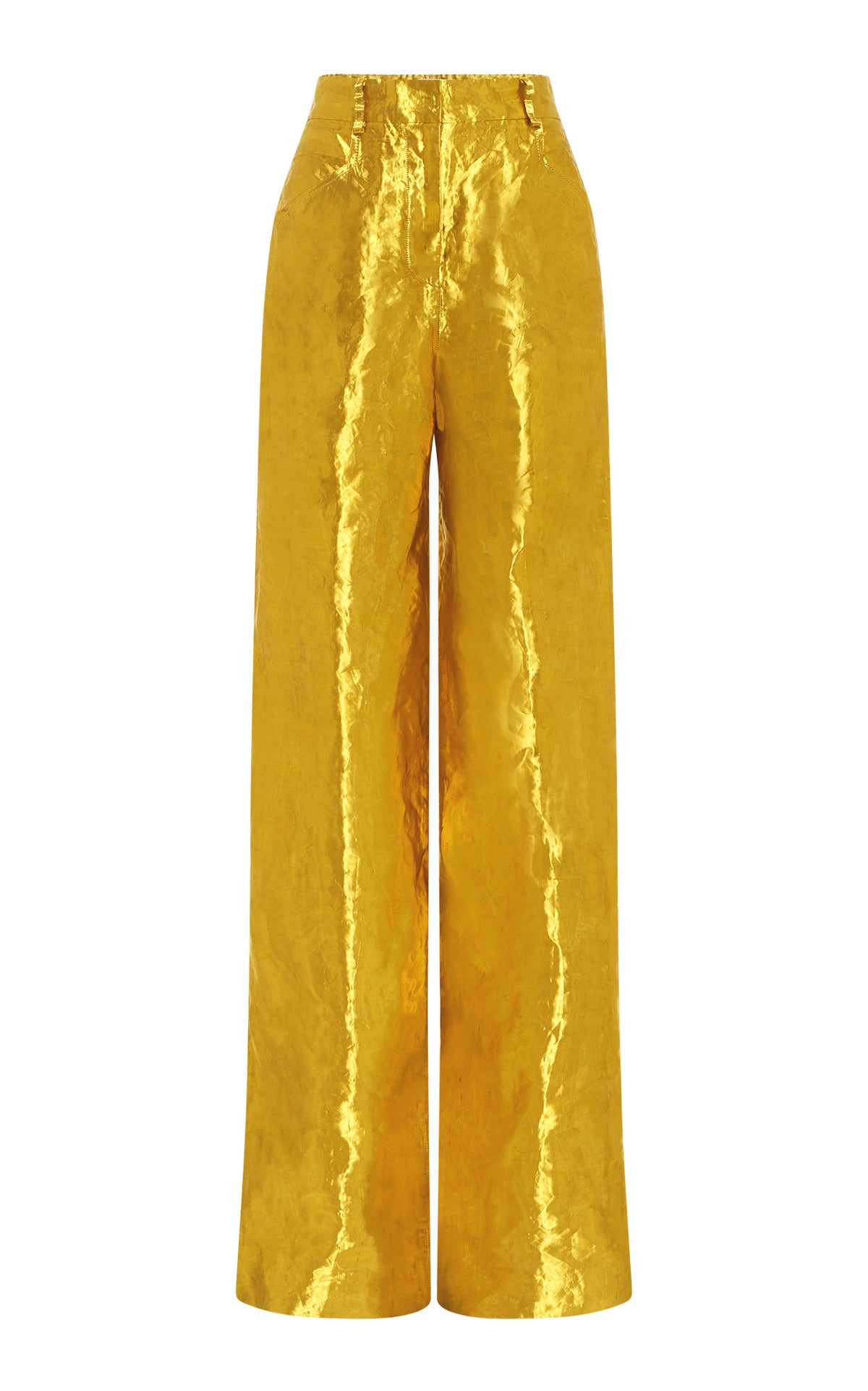 Bani Wide-Leg Pant in Gold Metallic Silk