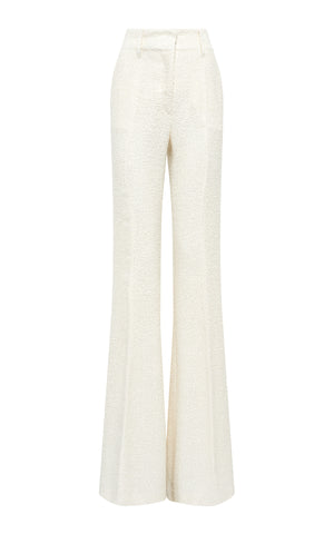 Rhein Flare Pant in Ivory Silk Boucle