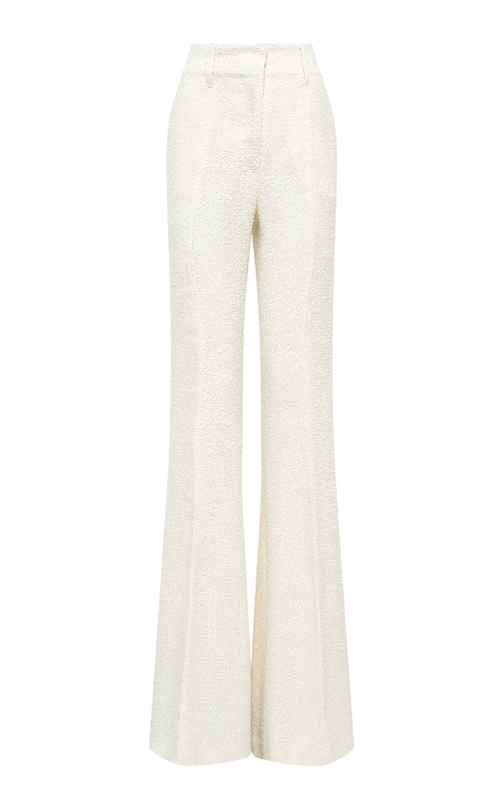 Rhein Flare Pant in Ivory Silk Boucle