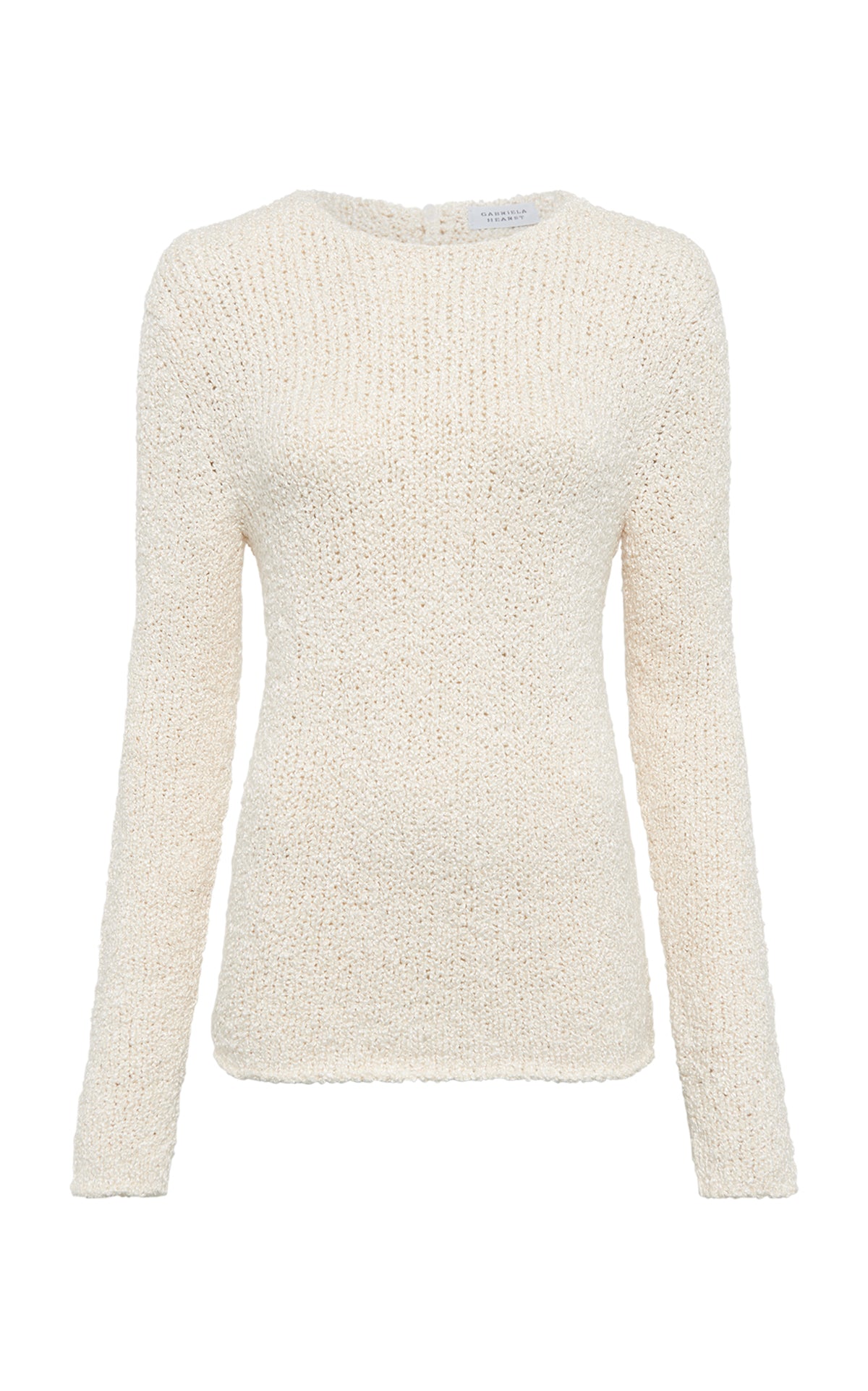 Evaki Knit Sweater in Ivory Silk Boucle