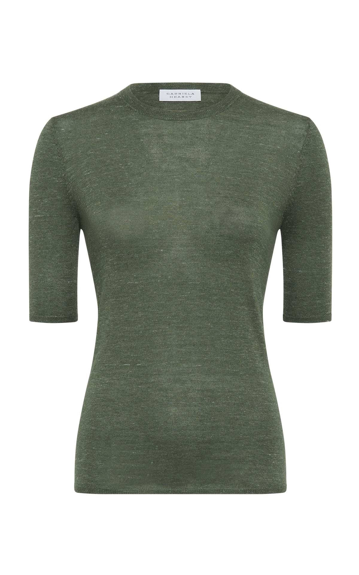 Chryse Knit T-Shirt in Olive Cashmere Silk with Hemp