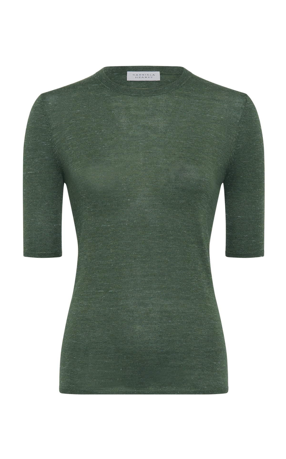 Chryse Knit T-Shirt in Olive Cashmere Silk