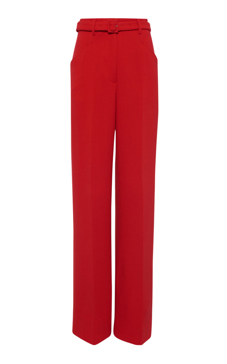 Norman Wide-leg Pant in Scarlet Red Virgin Wool
