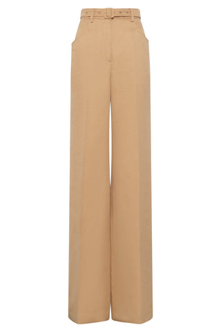Wheat Textured Linen Norman Wide-leg Pants - Flat Lay | Gabriela Hearst