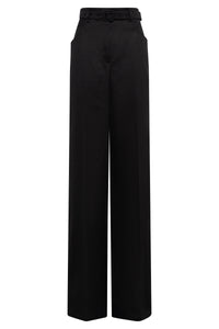 Norman Pant in Black Textured Linen Slub