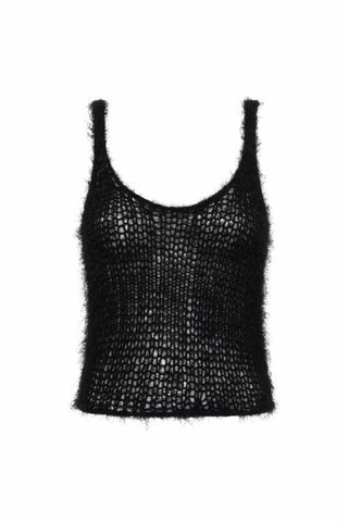 Nur Knit Tank Top in Black Silk Cashmere