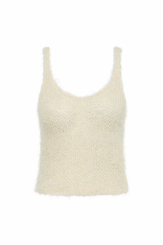 Off White Silk Cashmere Knit Tank Top - Flat Lay | Gabriela Hearst