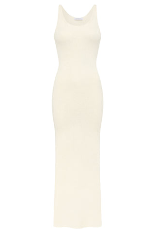 Off White Silk Nyra Knit Maxi Dress - Flat Lay | Gabriela Hearst