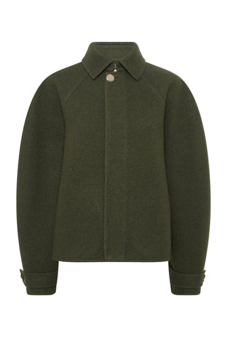 Ombu Cocoon Jacket in Deep Olive Cashmere Felt