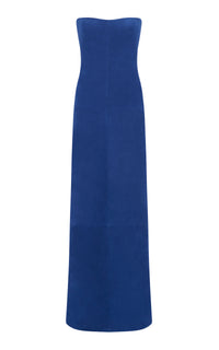 Ivara Dress in Cobalt Suede