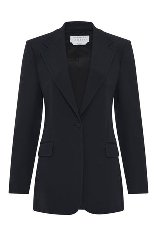 Orren Blazer in Black Silk Wool Cady
