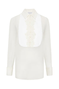 Oriana Blouse In Ivory Silk Organza