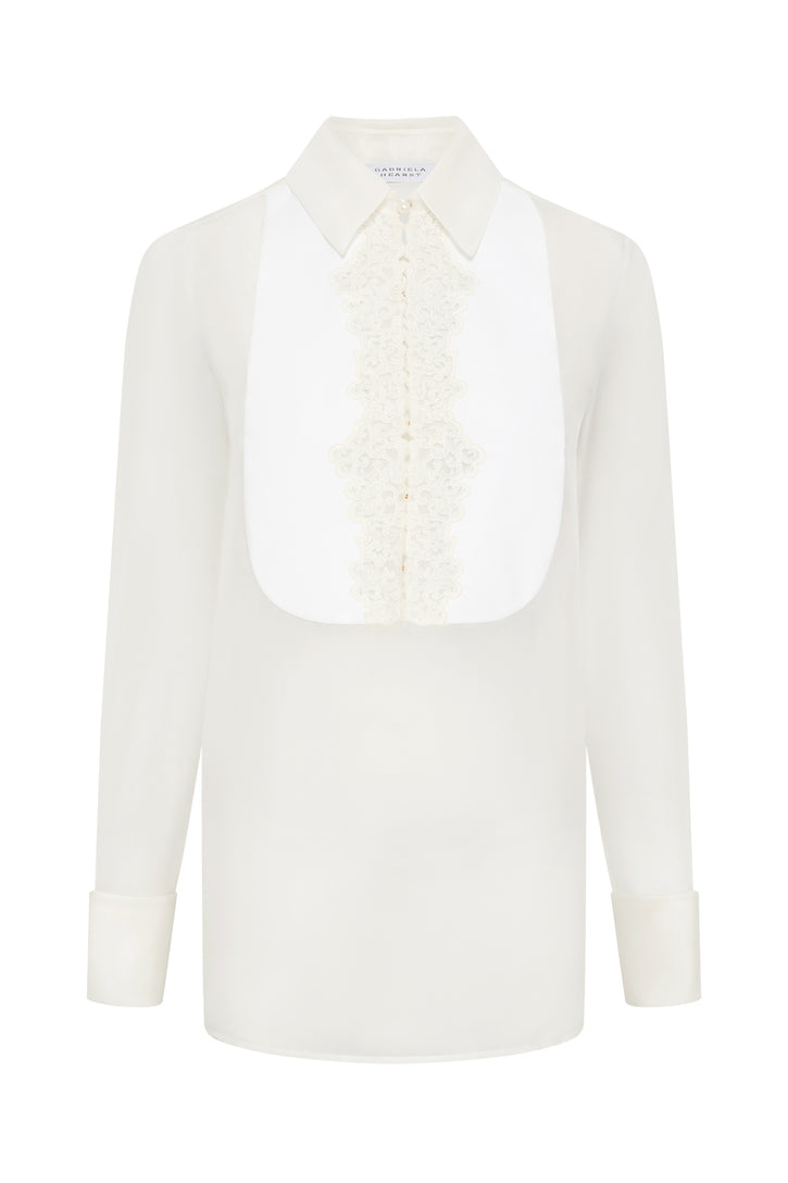 Oriana Blouse in Ivory Silk Organza