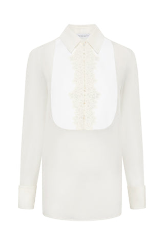 Oriana Blouse In Ivory Silk Organza