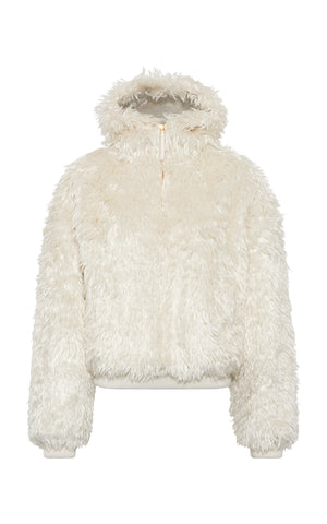 Orlando Hoodie in Ivory Silk Fur