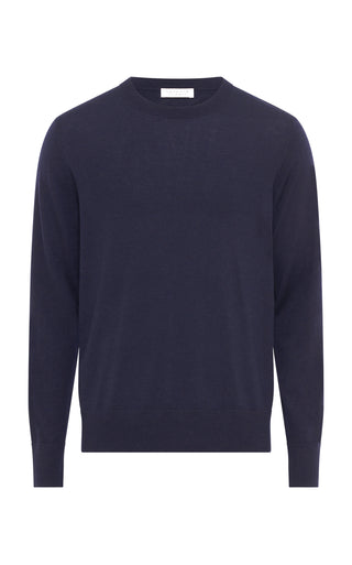 Electric Navy Merino Wool Palco Knit Sweater - Flat Lay | Gabriela Hearst