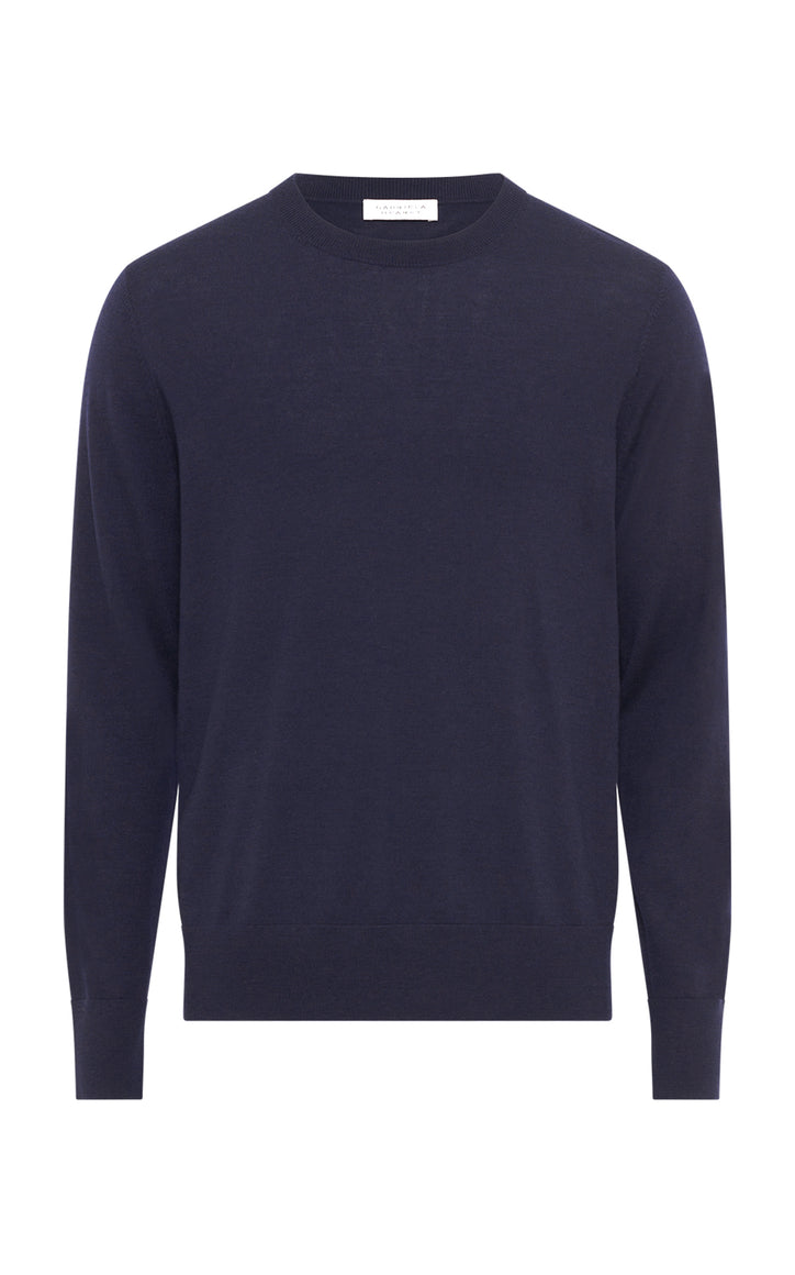 Palco Knit Sweater in Electric Navy Virgin Wool
