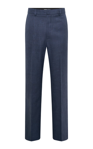 Denim Blue Wool Silk Linen Harold Trousers - Front View | Gabriela Hearst