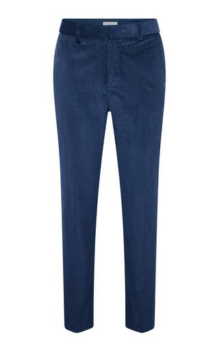Electric Navy Sea Island Cotton Corduroy Sebastian Pant - Front View | Gabriela Hearst