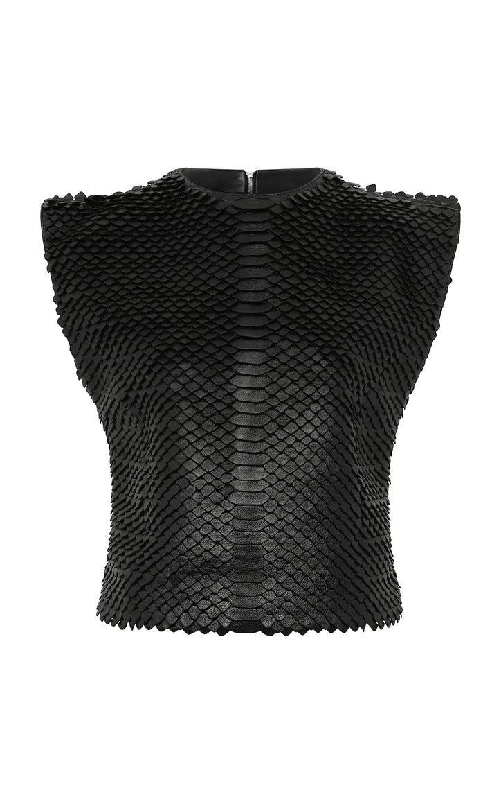 Pardee Jacket in Black Leather Snake Scales