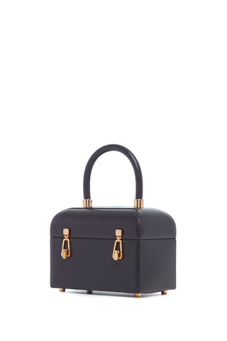 Navy Nappa Leather Patsy Top Handle Bag - Side View | Gabriela Hearst