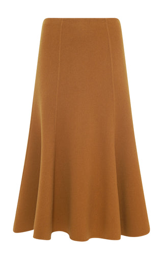 Yellow Ochre Cashmere Patterson Midi Skirt - Front View | Gabriela Hearst