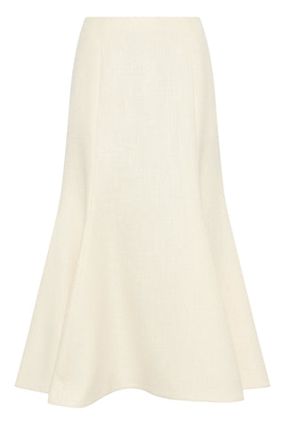 Patterson Skirt in Ivory Virgin Wool Silk Slub