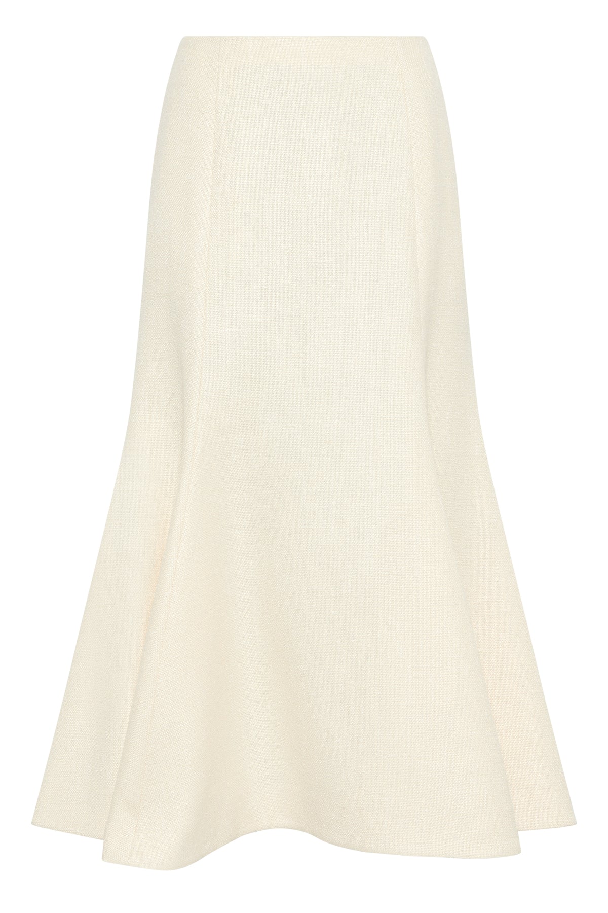 Patterson Skirt in Ivory Virgin Wool Silk Slub