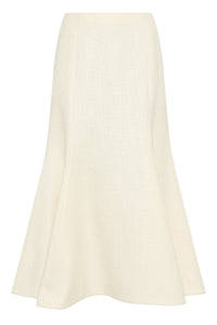 Patterson Skirt in Ivory Virgin Wool Silk Slub