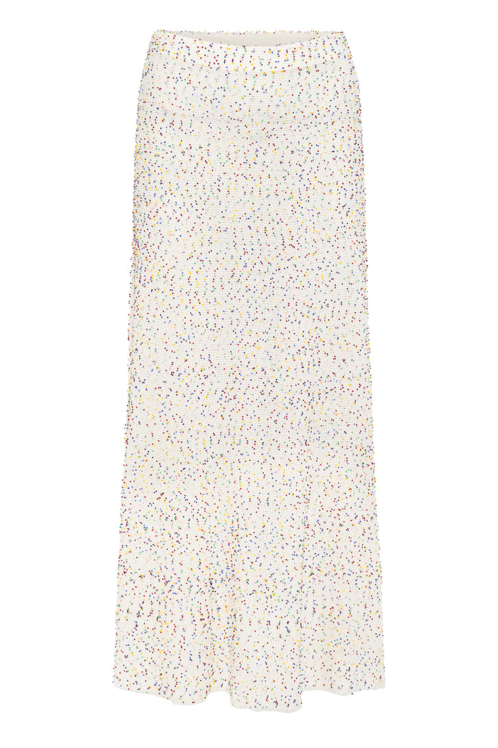 Sabine Knit Midi Skirt in Ivory Multi Beaded Cashmere Silk