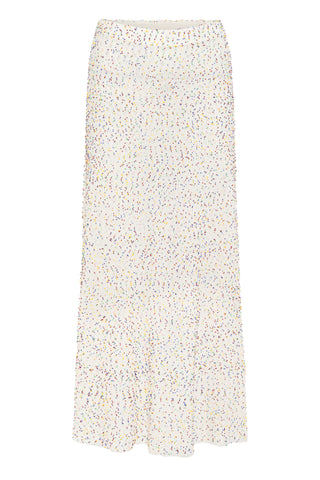 Sabine Knit Midi Skirt in Ivory Multi Beaded Cashmere Silk