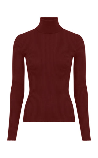 Peppe Knit Turtleneck in Burnt Sienna Cashmere Silk