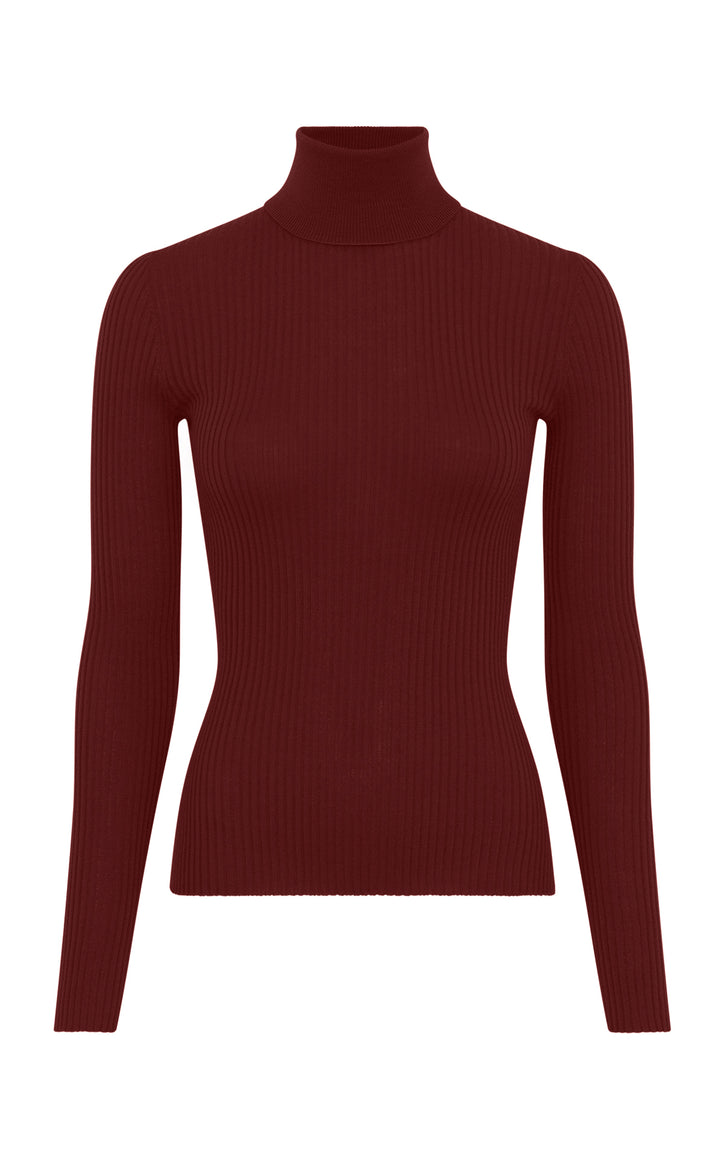 Peppe Knit Turtleneck in Burnt Sienna Cashmere Silk